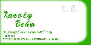 karoly behm business card